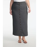 Eloquii Plus Maxi Skirt With Buttons