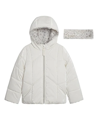 Jessica Simpson Toddler Girls Reflective Shine Fashion Puffer Jacket