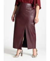 Eloquii Plus Faux Leather Column Skirt With Slit