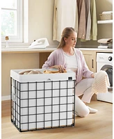 Slickblue Collapsible Laundry Hamper with Removable Washable Liner & Metal Wire Frame for Bedroom or Bathroom