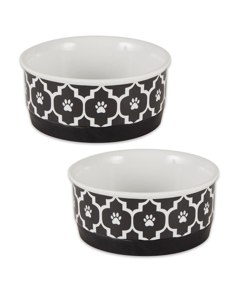 Bone Dry Lattice Paw Print Pet Bowl Set/2