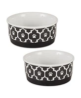 Bone Dry Lattice Paw Print Pet Bowl Set/2