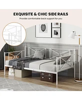 Gouun Metal Daybed Twin Bed Frame Stable Steel Slats Sofa Bed