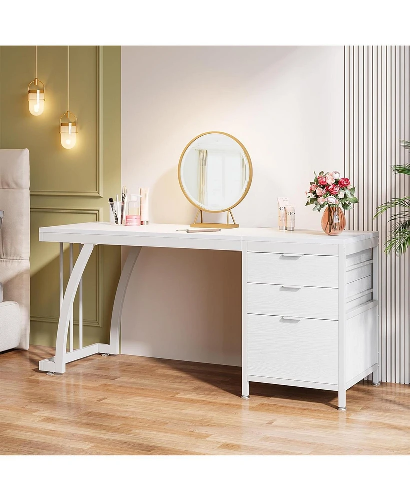 Tribesigns Vanity Desk with 3 Drawers, 59-Inch Chic Makeup Desk for Women, Black Friday Deals