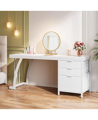 Tribesigns Vanity Desk with 3 Drawers, 59-Inch Chic Makeup Desk for Women, Black Friday Deals
