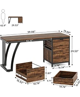 Tribesigns Vanity Desk with 3 Drawers, 59-Inch Chic Makeup for Women, Black Friday Deals