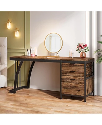 Tribesigns Vanity Desk with 3 Drawers, 59-Inch Chic Makeup for Women, Black Friday Deals
