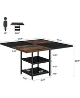 Tribesigns 47-Inch Square Conference Table, Wood Seminar Table with Storage and Splicing Tabletop, Business Furniture Boardroom Desk for Meeting Confe