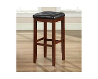 Slickblue Set of 2 Vintage Mahogany Bar Stools with Upholstered Seat