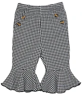 Baby Mode Girls Houndstooth Ponte Bell Pant, Bodysuit and Headband, 3-Piece Set