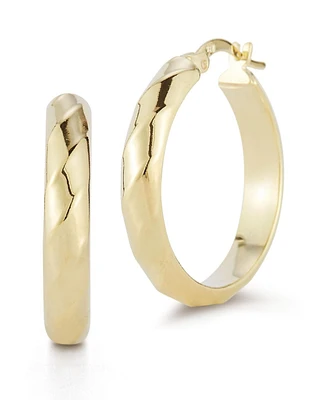 Rachel Zoe 14K Gold Plated Sterling Silver Reflective Lightweight Hoop Earrings