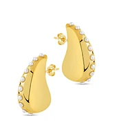 Sterling Forever Raze Mother of Pearl Studded Drop Earrings