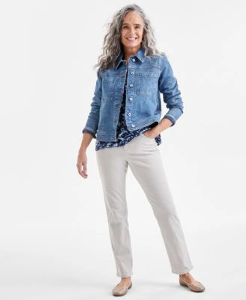 Style Co Printed Top Denim Jacket Straight Jeans Exclusively At Macys