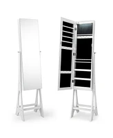 Gouun Freestanding Jewelry Cabinet Armoire Organizer with Bevel Edge Mirror