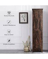 Costway Linen Tower Bathroom Storage Cabinet Tall Slim Side Organizer w/ Shelf