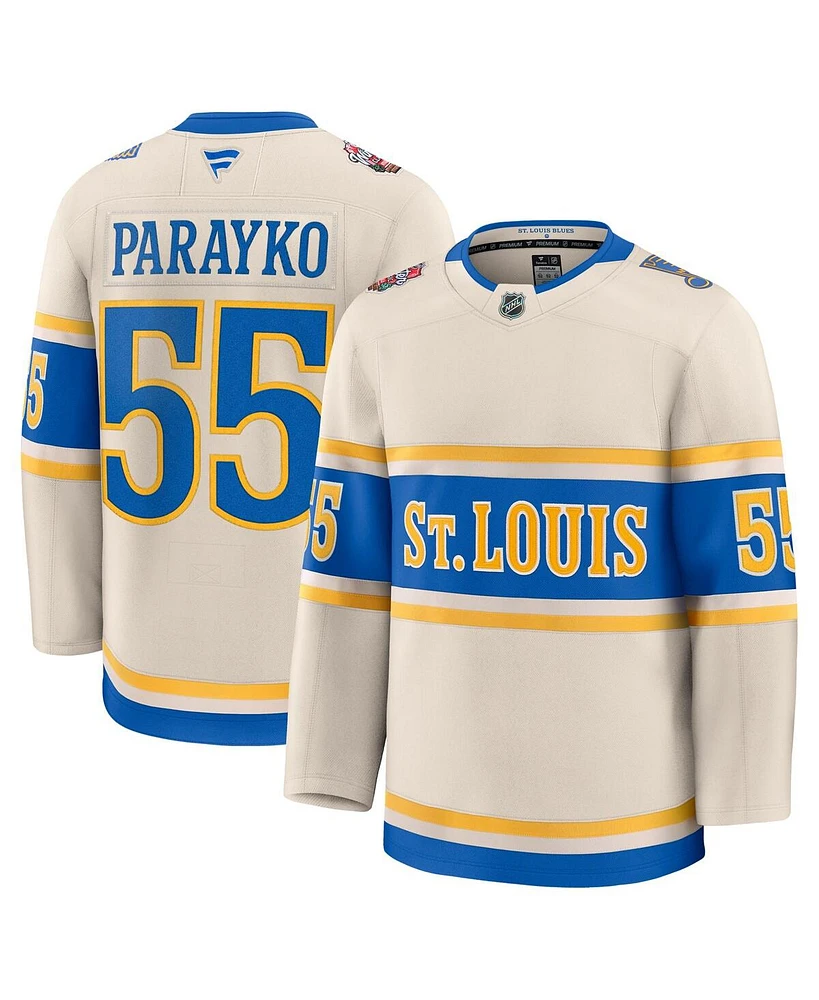 Fanatics Men's Colton Parayko Cream St. Louis Blues 2025 Nhl Winter Classic Premium Player Jersey