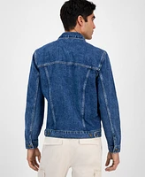 Sun + Stone Men's Ridge Pleated Denim Trucker Jacket, Exclusively at Macy's