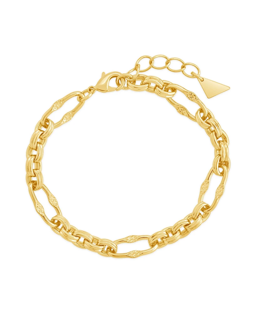 Sterling Forever Tegan Textured Long Link Bracelet