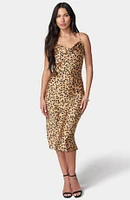 Bebe Women's Print Satin Slip Dress - Small, Brown