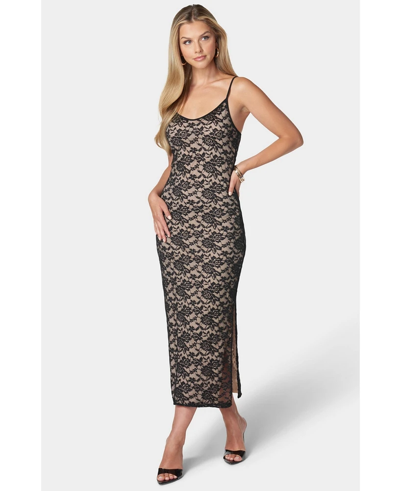 Bebe Women's V-Neck Lace Maxi Dress