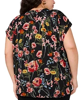 Vince Camuto Plus Floral-Print V-Neck Blouse