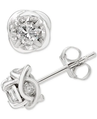 Diamond Love Knot Earrings (1/2 ct. t.w.) in 14k White Gold