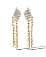 Jessica Simpson Gold-Tone Chain Fringe Dangle Earrings with Crystal Accents