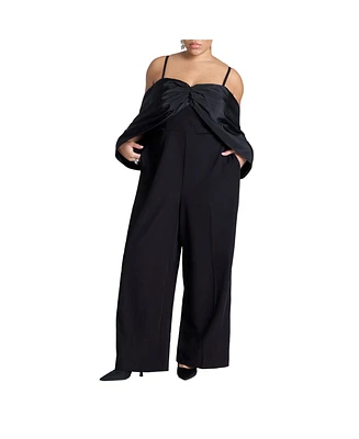 Eloquii Women's Plus Big Bow Jumpsuit