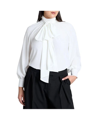 Eloquii Plus Dramatic Neck-Tie Blouse