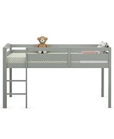 Gouun Wooden Twin Low Loft Bunk Bed with Guard Rail and Ladder