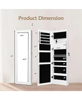 Gouun Lockable Wall Door Mounted Mirror Jewelry Cabinet w/Led Lights
