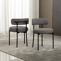 Dyhome Dining Chairs Set of 6, Mid-Century Modern Chairs, Kitchen Room Curved Backrest Round Upholstered Boucle Sherpa Ch