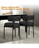 Dyhome Dining Chairs Set of 6, Mid-Century Modern Chairs, Kitchen Room Curved Backrest Round Upholstered Boucle Sherpa Ch