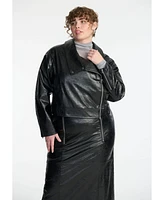 Eloquii Plus Boxy Faux Leather Jacket