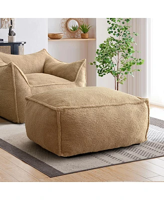 Boucle Bean Bag Ottoman, Square Footrest Pouf, Upholstered Stool for Living Room & Bedroom-Maison Boucle