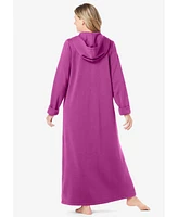 Dreams & Co. Women's Plus Long Hooded Fleece Sweatshirt Robe