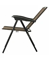 Gouun 2 Pieces Folding Sling Chairs with Smooth Armrests and Adjustable Back for Patio