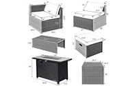 9 Pieces Patio Furniture Set with 42 Inches 60000 Btu Fire Pit