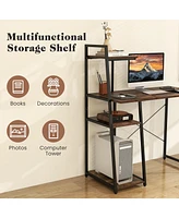 Gouun Computer Desk with Shelves and 3-Tier Storage Bookshelf