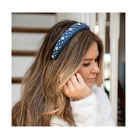 Classic Padded Headband - Denim Rhinestones