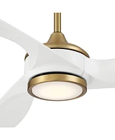 Casa Vieja 60" La Jolla Surf Modern Indoor Ceiling Fan 3 Blade Led Light Remote Control Soft Brass Finish White Blades Bedroom Living Room Kitchen Din