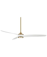 Casa Vieja 60" La Jolla Surf Modern Indoor Ceiling Fan 3 Blade Led Light Remote Control Soft Brass Finish White Blades Bedroom Living Room Kitchen Din