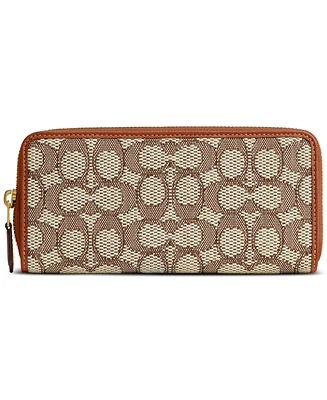 Coach Essential Slim Accordion Signature Jacquard Zip Wallet