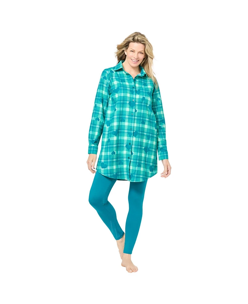 Dreams & Co. Plus Plaid Pj Set