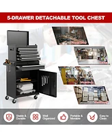 Gouun 2-in-1 Tool Chest and Cabinet with 5 Sliding Drawers