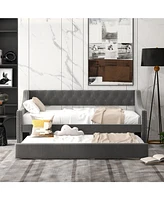Gouun Twin Size Daybed with Trundle Sofa Bed with Curved Armrests and Backrest