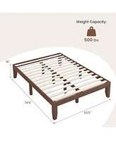 Gouun 14 Inch Full Size Wood Platform Bed Frame with Wood Slat Support