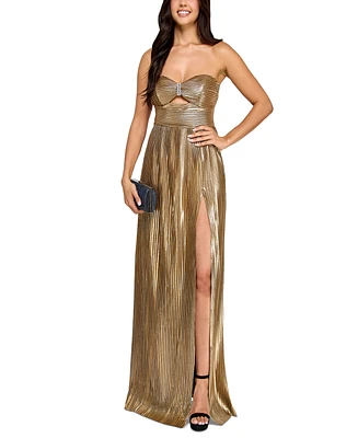 Emerald Sundae Juniors' Metallic Embellished Cutout Gown, Created for Macy's