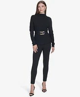 Halston Women's Belted Mock-Neck Top