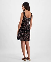 Planet Heart Juniors' Printed Sleeveless Corset Mini Dress